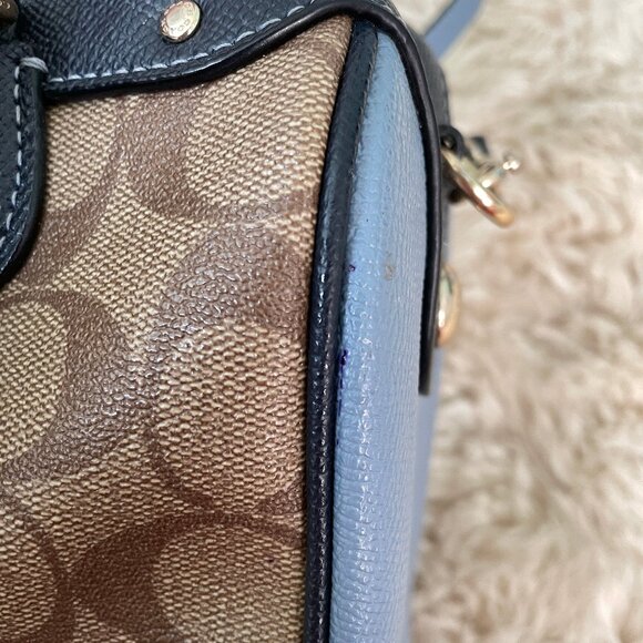 Coach Mini Bennett Satchel in Colorblock Signature Coated Canvas Midnight Pool - Picture 8 of 15